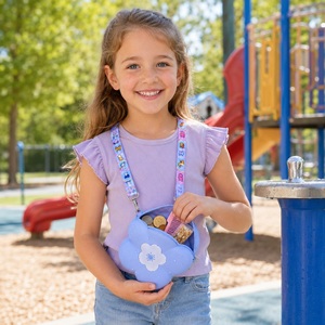 Flower Silicone Crossbody Bag <b>Cute</b> Floral Shoulder <b>Purse</b> Kids Soft Coin Pouch Waterproof Mini Zipper Detachable Strap Adjustable - Product Image 3