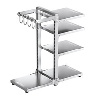 Support de rangement pour couvercles de casseroles et poêles en acier inoxydable 304 à 5 niveaux, réglable en hauteur, avec crochets pour accessoires d'évier de cuisine