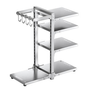 מתלה אחסון למכסים וסירים מנירוסטה 304, 5 שכבות, מתכוונן לגובה, עם ווים, לארגון אביזרי כיור המטבח - Product Image 1