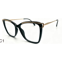 Lunettes de vue transparentes carrées en TR90 avec monture métallique dorée, charnière à ressort, verres solides anti-lumière bleue et diamantés
