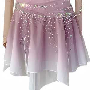 Robe de <span class=keywords><strong>danse</strong></span> de patinage artistique pour filles vêtements de performance de patinage sur glace pour compétition Ballet strass rose dégradé Costumes - Product Image 4