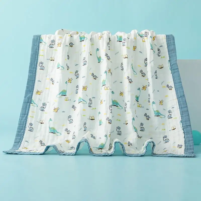 Organic Cotton and Bamboo Printed Blanket Muslin Baby Swaddle Wrap Baby Receiving Blankets for Newborns