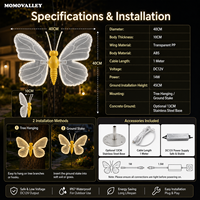 Dynamisches LED-Schmetterlingslicht zur Wandmontage mit beweglichen Flügeln, IP65, für den Außenbereich, Landschaftsdekoration für Hochzeiten, Gärten, Festivals und Projekte