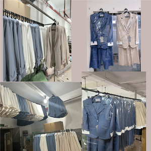 Ánh sáng màu xanh rô đơn ngực phù hợp với thiết lập Blazer và loe quần phù hợp với phụ nữ - Product Image 5