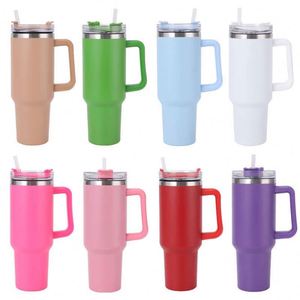 Stainless Steel Tumbler Handle Straw 30 Oz Vacuum Insulated Leak-Proof Eco-Friendly Travel Mug <b>Hot</b> Cold <b>Drinks</b> Multiple Colors - Product Image 1