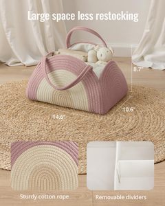Organizzatore per Pannolini per Bambini e Bambine, Portaoggetti in Corda di Cotone per Nursery, Borsa per Fasciatoio, Auto, Viaggi, Regalo per Baby Shower - Product Image 3