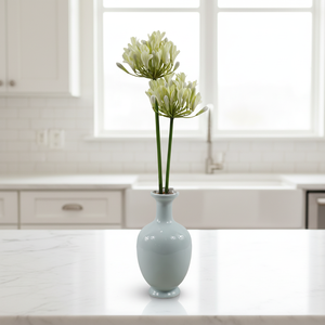 Elegante Flor Artificial Realista de Agapanthus <span class=keywords><strong>Africanus</strong></span> Hecha a Mano, en Maceta de Cerámica Colorida, para Hogar, Bodas, Fiestas, Graduaciones, Navidad - Product Image 1