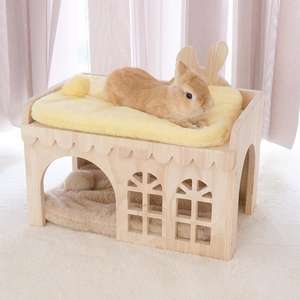 Yaratıcı katı ahşap tavşan kale yatak küçük evcil saklanma oynamak için Hideaway yuva kertenkele sarkık kulaklı tavşan ek - Product Image 1
