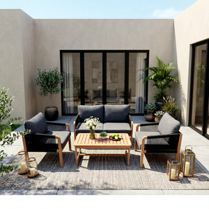 Conjunto de Sofá de Madera de Acacia Contemporáneo (4 Piezas), Plegable, Ecológico, para Jardín, Villa, Hotel, Muebles de Madera de Teca, Venta al Por Mayor - Product Image 1