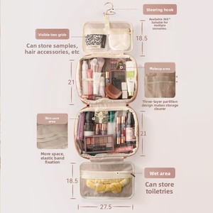 Borsa da Toilette Rettangolare Multifunzione in PU con Gancio, Design Pieghevole Comodo per Viaggi d'Affari e Bagaglio a Mano - Product Image 4