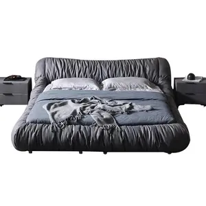 Nhà Máy Sản Xuất Bán Buôn Nội Thất Phòng Ngủ Da Tufted Giường Bọc Khung Hiện Đại King Size Queen