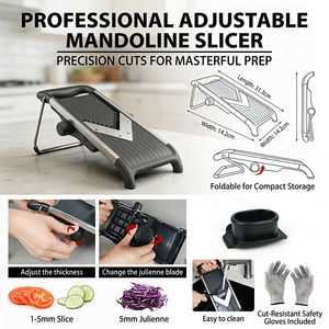 <span class=keywords><strong>Mandoline</strong></span> multifonctionnelle réglable avec réglages d'épaisseur de 1 à 5 mm pour légumes, fruits et coupes en julienne - Product Image 5