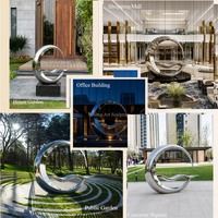 Sculpture de piscine extérieure en acier inoxydable poli RELONG, motif Lune et Vague Océanique, pour station balnéaire côtière