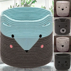 Hot Selling <b>Large</b> Rope Baskets with Handles Woven Storage <b>Bin</b> for Toys and Sundries Fabric Material Fox Design - Product Image 3