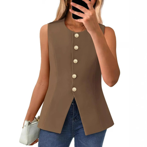 Gilet en tricot de haute qualité pour <span class=keywords><strong>femme</strong></span> - Haut <span class=keywords><strong>sans</strong></span> manches personnalisé, léger et court, style <span class=keywords><strong>pull</strong></span> pour <span class=keywords><strong>femme</strong></span> - Product Image 1