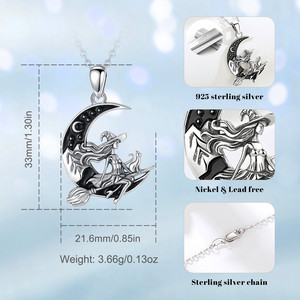 Merryshine - Colgante Místico de Bruja, Gato Lunar, Plata de Ley 925, Joyería Pagana Wicca, <span class=keywords><strong>Regalos</strong></span> de Brujería para <span class=keywords><strong>Mujer</strong></span> - Product Image 2
