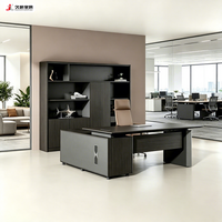 JIUSHUN Bureau de direction en forme de L, bureau moderne pour PDG, table d'ordinateur en bois de luxe