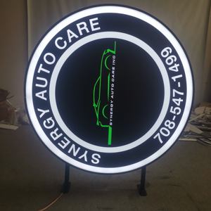 Boîte à lumière ronde de publicité de signe de LED d'acier inoxydable personnalisée par police de longue durée de double face <span class=keywords><strong>creuse</strong></span> - Product Image 1