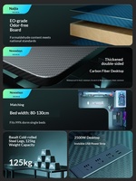 Escritorio de Esquina para Juegos Montado en la Cama, Superficie de Fibra de Carbono, Puerto USB, Barrera de Seguridad Elevada, Diseño Flotante para Dormitorio, Compatible con Monitor