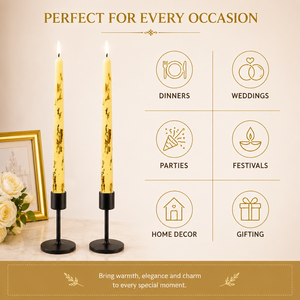 Luxury Gold Dust Taper <b>Candles</b> Pack of 6 Decorative Wax <b>Candles</b> for Home Decor Wedding Party Table Centerpiece Gift - Product Image 2