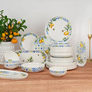 Vajilla Elegante de Limón de 29 Piezas, Vajilla de Cerámica de Porcelana China, Juego de Cena de Lujo Clásico Moderno para Hotel y Restaurante - Product Image 1