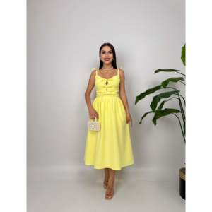 Vestido A-Line con Tirantes Finos 3045, Cintura Natural, Lazo, para Fiesta, Casual, Tejido Transpirable - Product Image 1