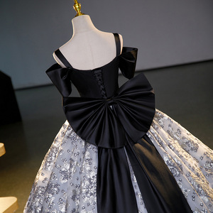 Elegant Vocal Performance Stage Solo Dress For Women With Straps Floral Print Evening Gown Adult Size - Product Image 3