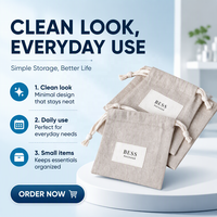 Sac à cordon en lin et coton, petit sachet pour bibelots, pochette de présentation de haute qualité pour le rangement de bijoux faits à la main