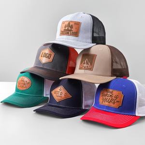 Gorras de Cuero Personalizadas con Logotipo, Gorras de Alta Calidad con Parche de Cuero 3D de 6 Paneles, Gorras Clásicas Estilo Trucker 112 - Product Image 4