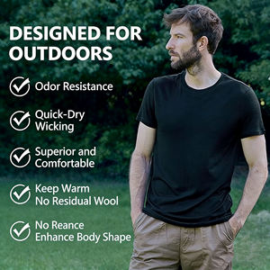 T-shirt <span class=keywords><strong>da</strong></span> <span class=keywords><strong>uomo</strong></span> estiva comoda e leggera a maniche corte in lana, ad asciugatura rapida, antibatterica, 100% lana merino - Produttore - Product Image 2