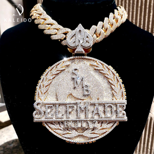 <span class=keywords><strong>Bijoux</strong></span> hip-hop personnalisés Kaleido, pendentif en diamant glacé, laiton plaqué or rose, forme ronde de luxe, lettre de grande taille, pendentif de 3 pouces - Product Image 2