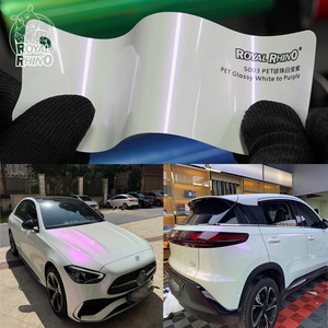 Film de carrosserie de voiture blanc brillant <span class=keywords><strong>caméléon</strong></span>, blanc à violet, film vinyle changeant de couleur, film de protection de voiture avec technologie Air Release, 1,52*17M - Product Image 1