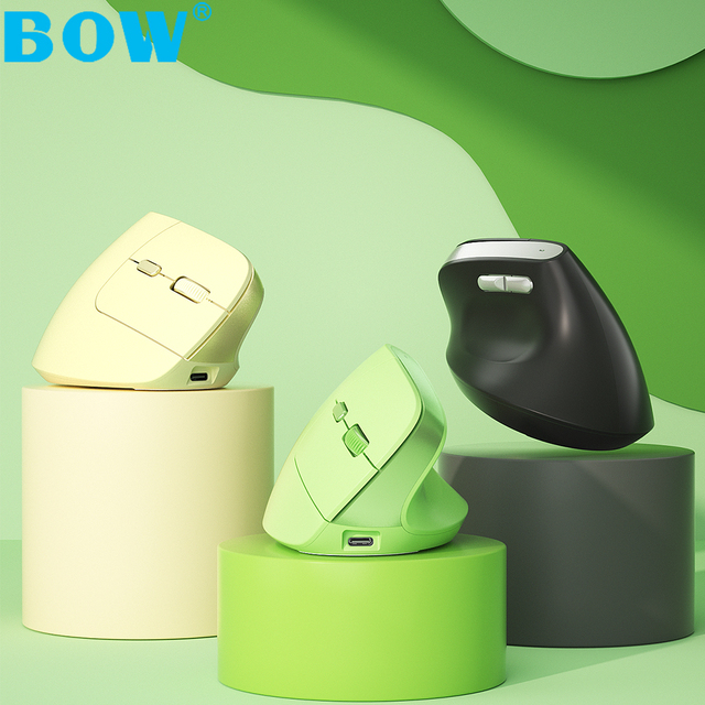 BOW Optical Dual-mode Mini Computer Silent Mice Vertical Mouse Rechargeable Wireless Gaming Mouse for Laptop