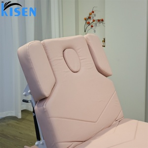 Fauteuil d'examen médical, de tatouage, de spa, de massage, de beauté cosmétique, de soin du visage, électrique rose KISEN à 3/4 moteurs, inclinable et esthétique - Product Image 6