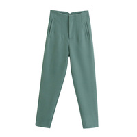 Pantalones Casuales de Cintura Alta para Mujer, Verano 2025, Corte Regular, Diseño 3D, Frente Plano, Transpirables, Ecológicos, Poliéster/Nailon