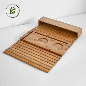 LEGEND Wholesale Natural Bamboo Couch Coaster Sofa Arm Storage Tray For Couch Armrest Wood Bamboo Sofa Arm Tray For Daily Using