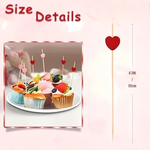 Stuzzicadenti in Bambù a Forma <span class=keywords><strong>di</strong></span> Cuore Rosso Romantico, Design Elegante, Ideale per Matrimoni e Proposte - Product Image 1