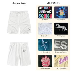 Custom Embroidery 100% Polyester Mesh Quick Dry Breathable Training <b>Shorts</b> Elastic Waist Street Wear Baggy Style Plain <b>White</b> - Product Image 3