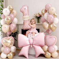 BLN Wholesale Ensemble de ballons géants en Mylar de 40 pouces, chiffres roses mats et nœuds papillon, pour la décoration de fêtes d'anniversaire de filles et de baby shower