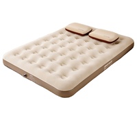 Matelas pneumatique gonflable pour le camping, pliable, pour la maison et les pique-niques en plein air, avec pompe à air intégrée et revêtement floqué