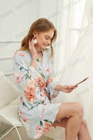 FUNG 6012 Nouvelle Robe à Volants Fleurs en Rayonne, Robes de Demoiselle d'Honneur Personnalisées, Vêtements de Nuit Sexy Kimono