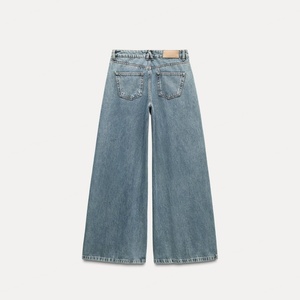 Jeans de mezclilla para mujer al por mayor, estilo Y2K, casual, personalizados, lavado azul, estilo boyfriend, cintura baja, pierna súper ancha, holgados - Product Image 3