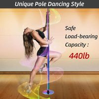 HM HM-590C Barre de danse colorée en acier poli 45 mm, statique, portable, amovible, extensible 217-270 cm, fitness, danse, toutes saisons