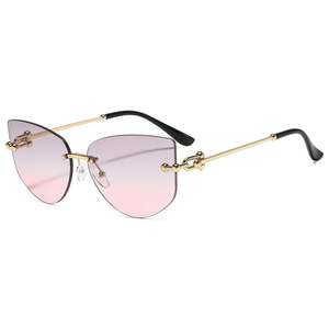 Lunettes de soleil pour femme, logo personnalisé, mode 2025, luxe, alliage, UV400, sans monture, œil de chat - Product Image 4