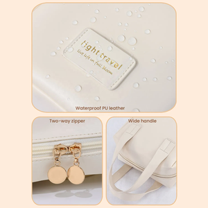Cosmetic Zipper <b>Bag</b> <b>Makeup</b> Cosmetic <b>Bag</b> with Handle Pink Yuyang Elegant Outdoor <b>Travel</b> Style Custom Pu Leather Waterproof Fabric - Product Image 2