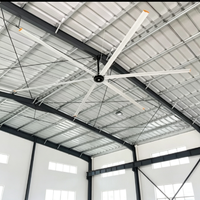 Ventilateur de plafond industriel FULUDE de 100 pouces (2,5 m) avec moteur PMSM, 6 pales en alliage d'aluminium, circulation d'air pour atelier et construction
