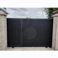 Entrée industrielle moderne simple Portes avant principales en métal Conception de maison Allée extérieure Porte coulissante automatique en aluminium pour