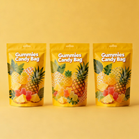 Fabrieksgemaakte op maat bedrukte gezonde snack-gummies zakjes voor kinderen, hersluitbaar met ritssluiting, staande pouch met ophanggat, voedselveilige verpakking