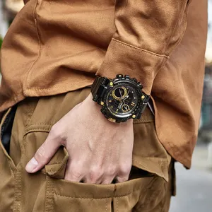 Yeni spor İzle SMAEL 8093SS dijital saatler relojes de hombre su geçirmez alaşım paslanmaz analog İzle