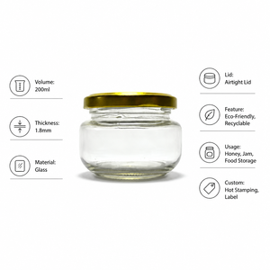 Şeffaf Yuvarlak Cam Gıda Saklama Kavanozu, Hava Geçirmez Metal Kapaklı, Reçel, Jöle, Baharatlar için Şeffaf Mutfak Kabı - Product Image 4